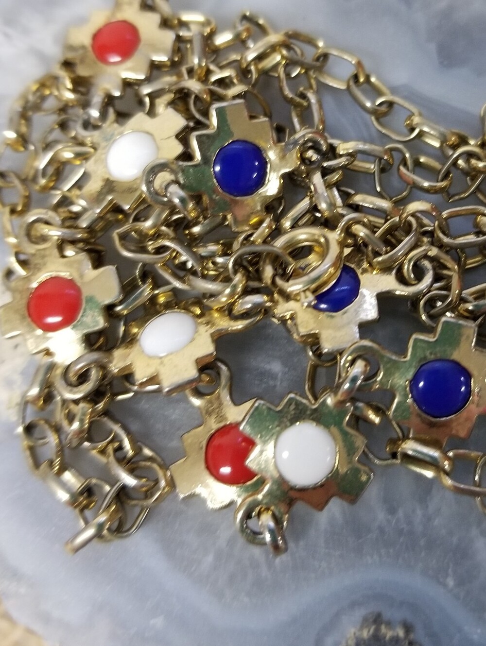 Necklace Featuring Red, White And Blue Accents - Picture 7 of 7